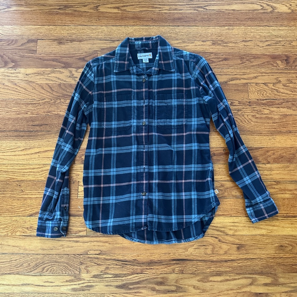 Lot of two Carhartt Women's Rugged Flex Hamilton Flannel Shirts, Small - Picture 3 of 5